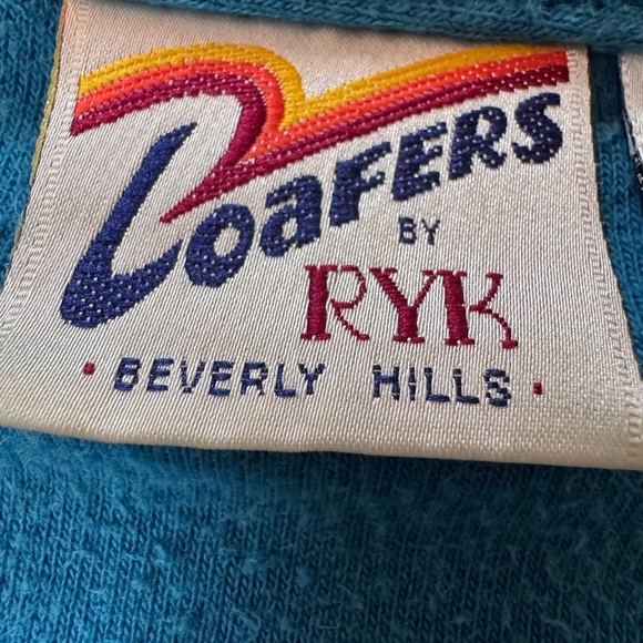 VINTAGE 70s 80s Loafers By RYK Velour Sweater Size Large Blue Beverly Hills - Picture 5 of 5